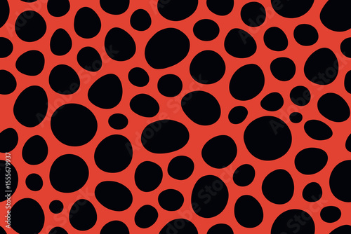 Seamless Bold Red and Black Ladybug-Inspired Spot Pattern
