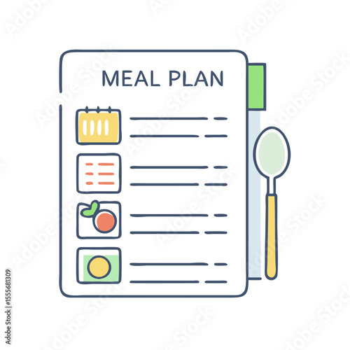 Organized meal plan document with calendar and food icons