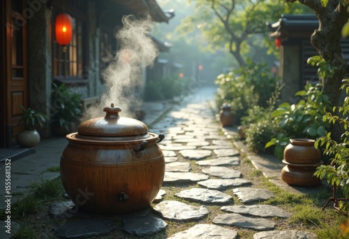 The smoke from the ancient town's kitchen is lingering