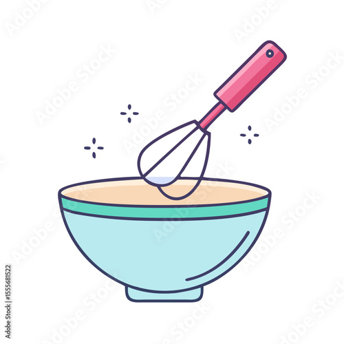 Whisking ingredients in a bowl for baking or cooking