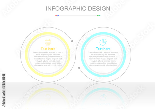 Presentation business infographic design elegant professional template with 2 steps interconnection infographics design.