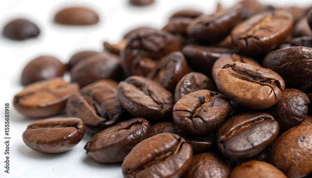 Naklejka premium Gloss & Grind Macro Roasted Arabica Beans