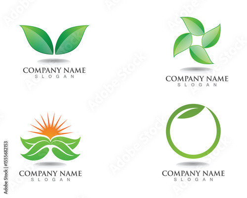 Logos of green leaf ecology nature element vector icon