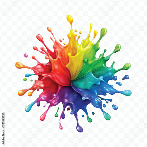 realistic 3d smooth acrylic paint stain or  paint splash and explosion isolated on transparent background
