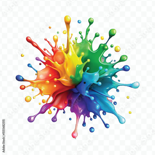 realistic 3d smooth acrylic paint stain or  paint splash and explosion isolated on transparent background