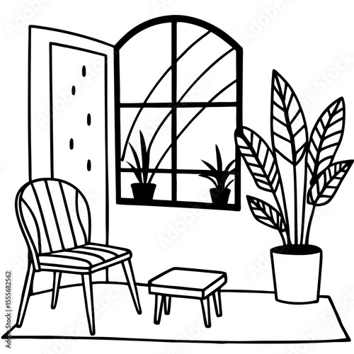 black and white living room