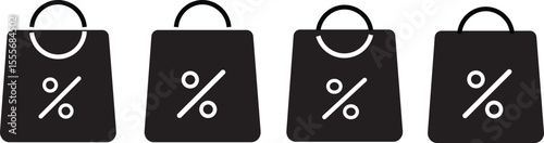 shopping bag with percent sign vactor. symbolizing economic discount, percentage icon vector, Percent Symbol Icon Design,
