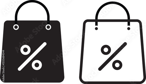 shopping bag with percent sign vactor. symbolizing economic discount, percentage icon vector, Percent Symbol Icon Design,

