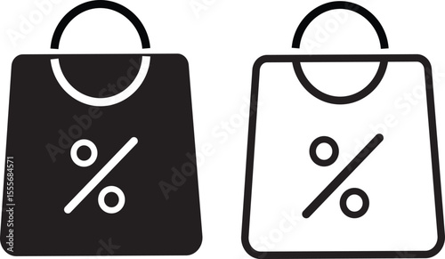 shopping bag with percent sign vactor. symbolizing economic discount, percentage icon vector, Percent Symbol Icon Design,
