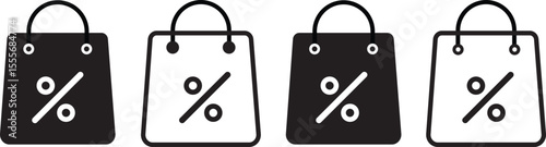 shopping bag with percent sign vactor. symbolizing economic discount, percentage icon vector, Percent Symbol Icon Design,
