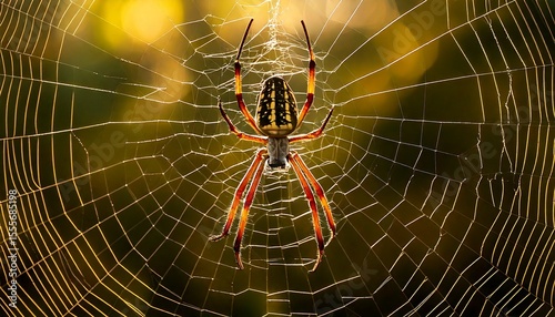 Macro Shot of a Vibrant Spider on a Leaf