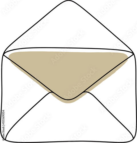 Envelope with Partially Opened Flap showing Brown Interior content inside mail delivery communication