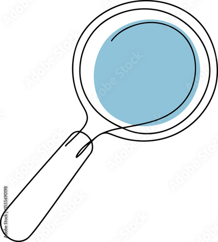 Magnifying Glass with Blue Lens and Black Outline