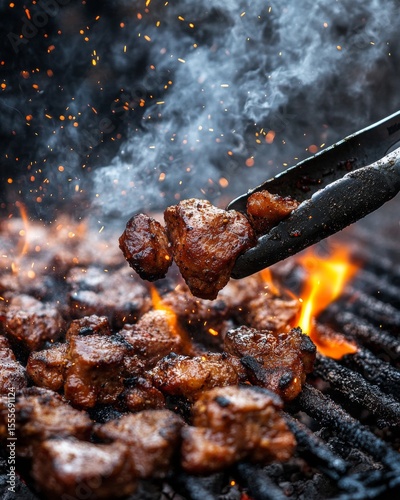 Sizzling fajita meat