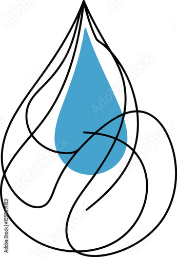 Water Drop with Abstract Lines art design blue drop water abstract lines modern minimalistic graphic vector illustration creative artistic shape form pattern