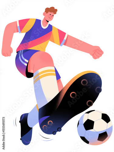 Vector illustrations of football events, athletes playing football, promotional posters for sports meetings, flat and colorful cartoon characters, healthy and happy life