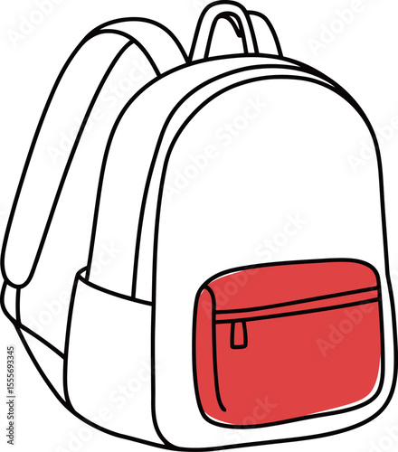 Simple Backpack Design with Red Pocket and Straps