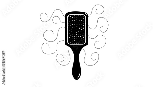 hair loss symbol, black isolated silhouette