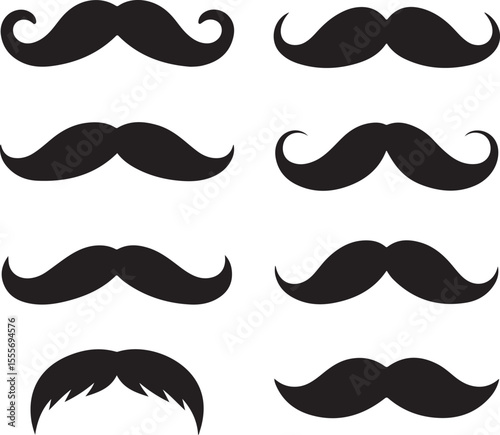 Moustache Collection Variety of Facial Hair Styles Vector Illustration