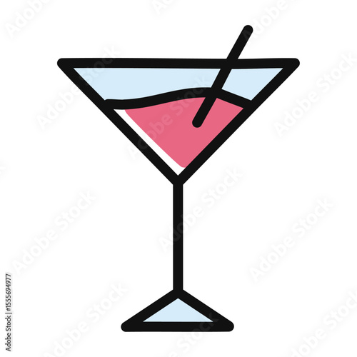 Cosmopolitan cocktail vector color illustration icon. Simple image of festive alcoholic drink
