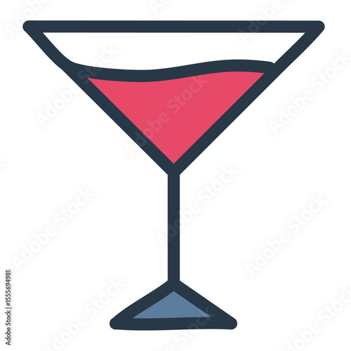 Cosmopolitan cocktail vector color illustration icon. Simple image of festive alcoholic drink