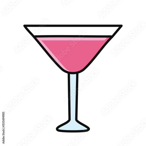 Cosmopolitan cocktail vector color illustration icon. Simple image of festive alcoholic drink