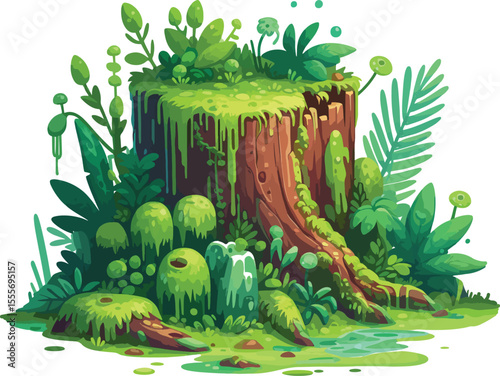 Stylized Jungle Stump Illustration