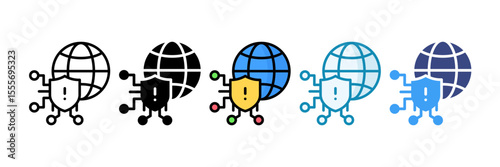 Cyber Risk Icon Set Multiple Style Collection
