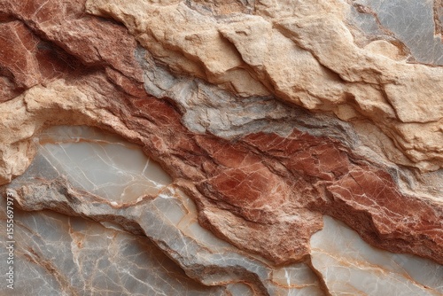 Textured rock face with brown, beige, and gray tones