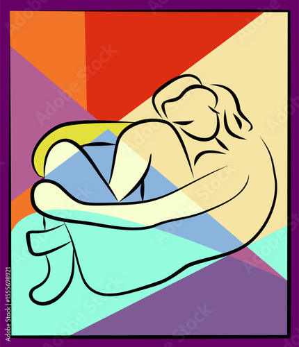 Colorful background, expressionism art style,abstract figure