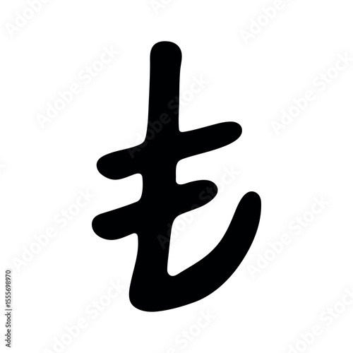 Hand drawn turkish lira currency symbol. Brush stroke doodle. Single element for design