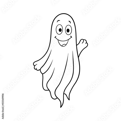 Floating Ghost In A Whimsical Pose Cute Halloween Theme Vector Illustration