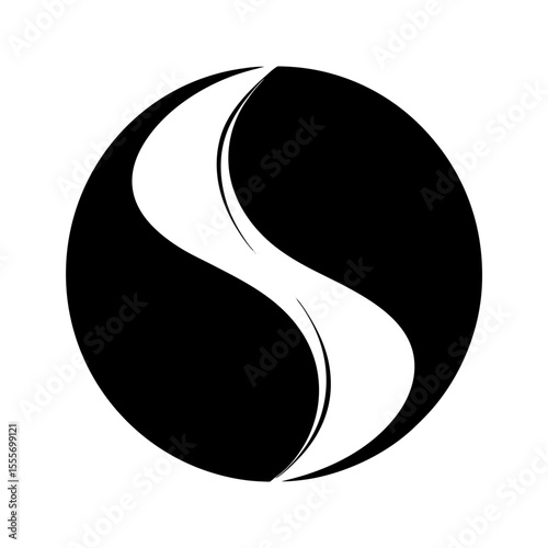 Minimalist Abstract Flourish With Balanced Curves Vector Illustration