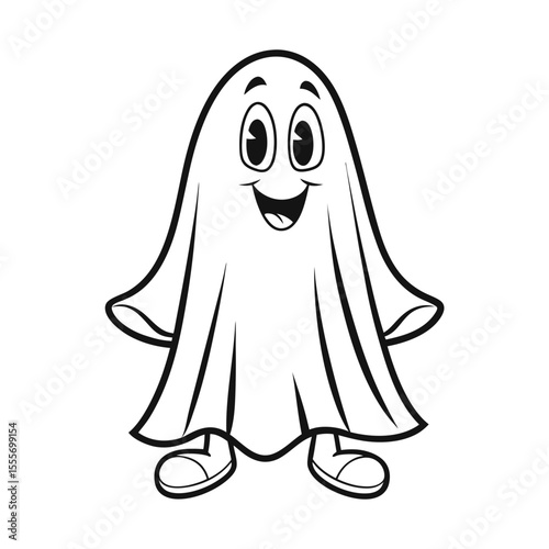 Ghost Character With Mischievous Look Silly Halloween Theme Vector Illustration