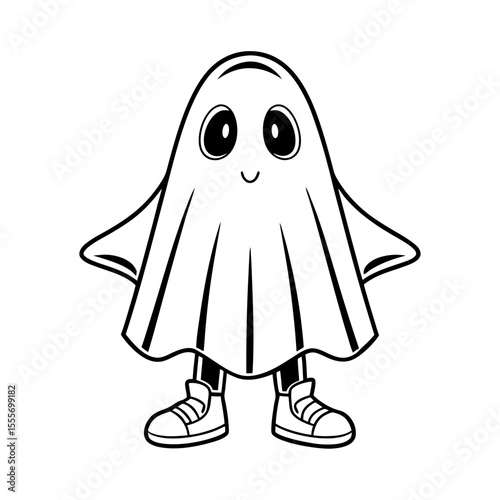 Playful Ghost Illustration With Fun Halloween Elements Vector Illustration