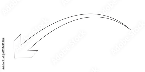 Long curve arrow icon. Long arrow. Curved arrow icon isolated on white background. Long curve arrow icon vector illustration.
