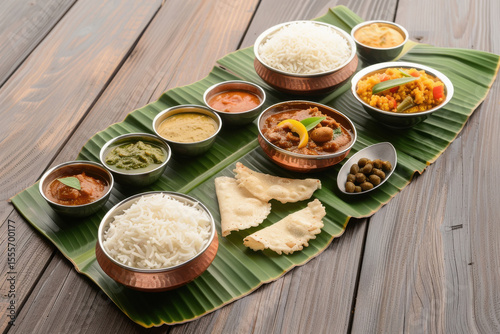south indian meals on banana leaf