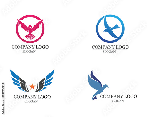 Wings bird sign abstract template icons