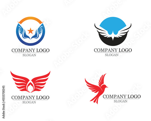 Wings bird sign abstract template icons