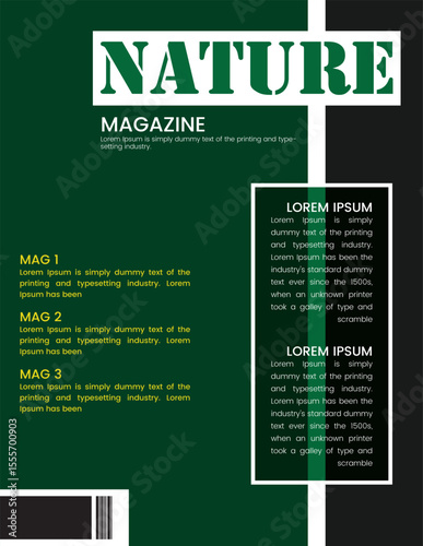 Nature's Essence – The Green Awakening, Verdant Serenity: A Lush Botanical Escape Cover Desgin, Magazine design poster design