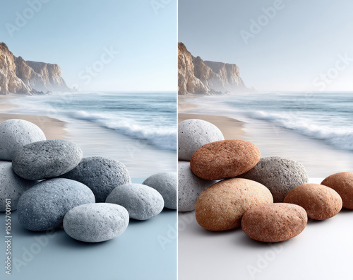beautiful stones on the sea beach