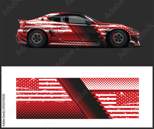 American Flag Car Wrap Design for Racing Vehicle