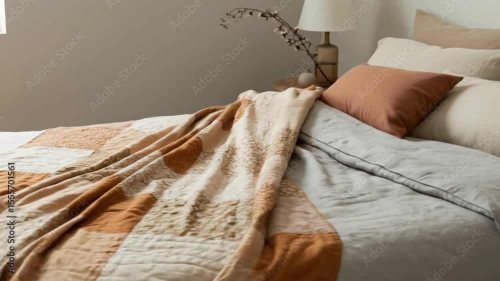 Warm earth tone bedding ensemble