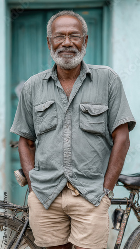 happy indian villager man smiling