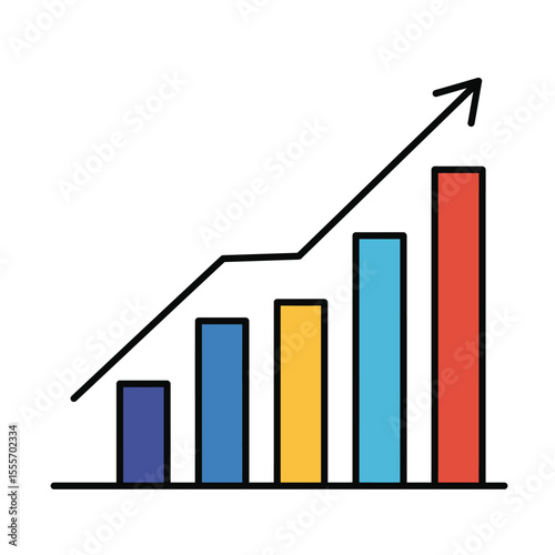 Blue financial business graph and chart with an arrow showing market growth and success