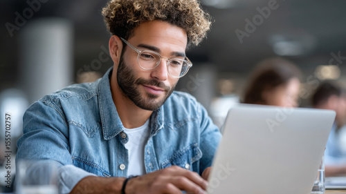 young indian businesspeople working together on laptop at office