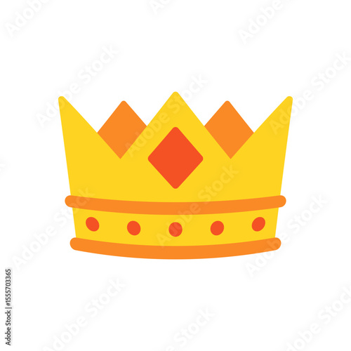 Vibrant Yellow Crown with Red Accents on a White Background Symbolizing Royalty and Elegance
