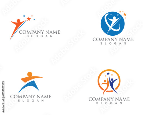 Star people Logo Success Template vector icon illustration design