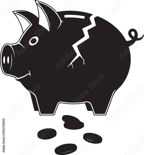 A cute cartoon pink piggy bank, a symbol of finance and savings, holds a dollar-sign coin, illustrating wealth and investment