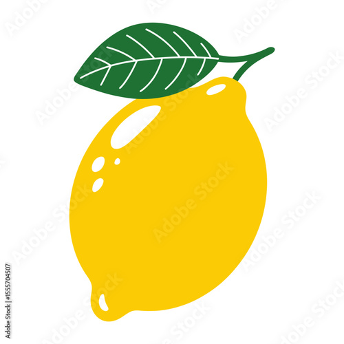Yellow citrus lemon fruit with leaves and ripe sweet juicy nature illustration vector design icon